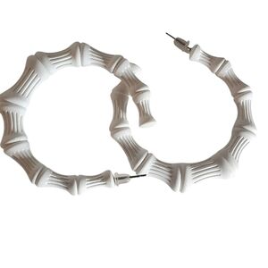 White Bamboo Hoop Earrings